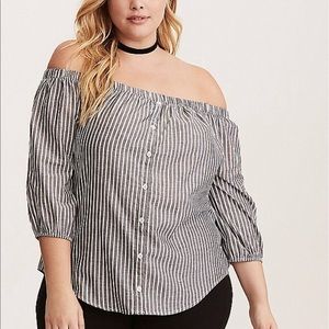 Striped Off-the-Shoulder Blouse